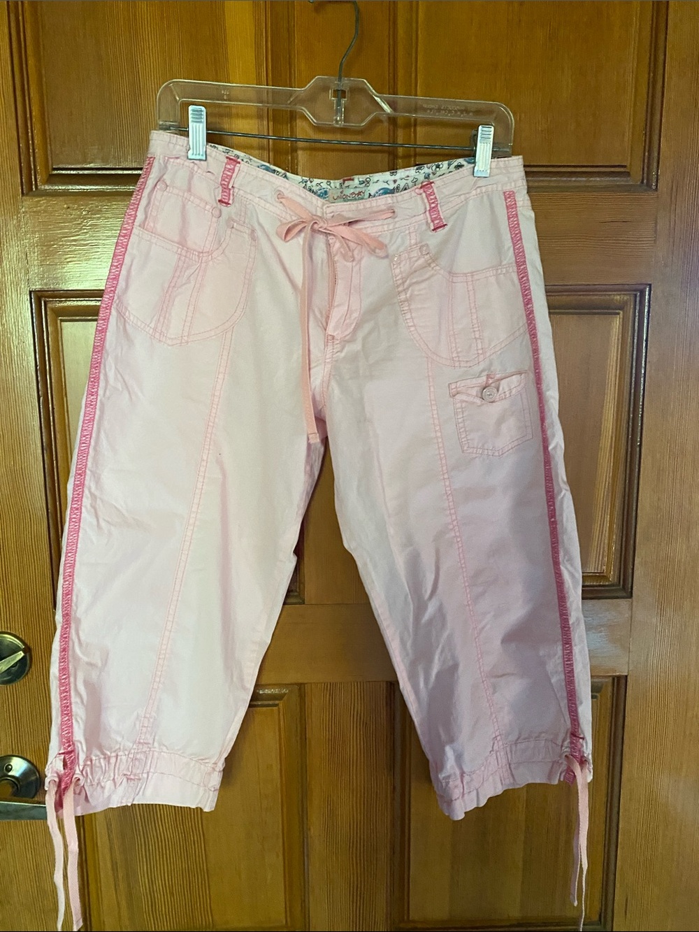 UNIONBAY Light Pink Drawstring Capri Shorts with Side Trim